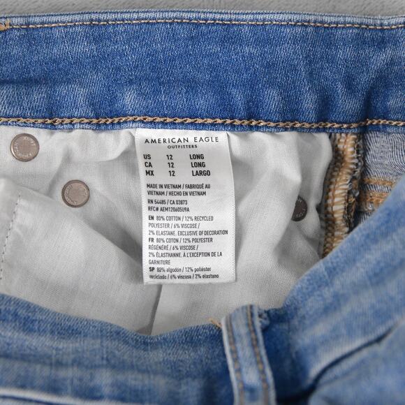 American Eagle Jeans Womens 12 Long (30x31) Curvy Super Hi-Rise Flare Distressed - Picture 4 of 11